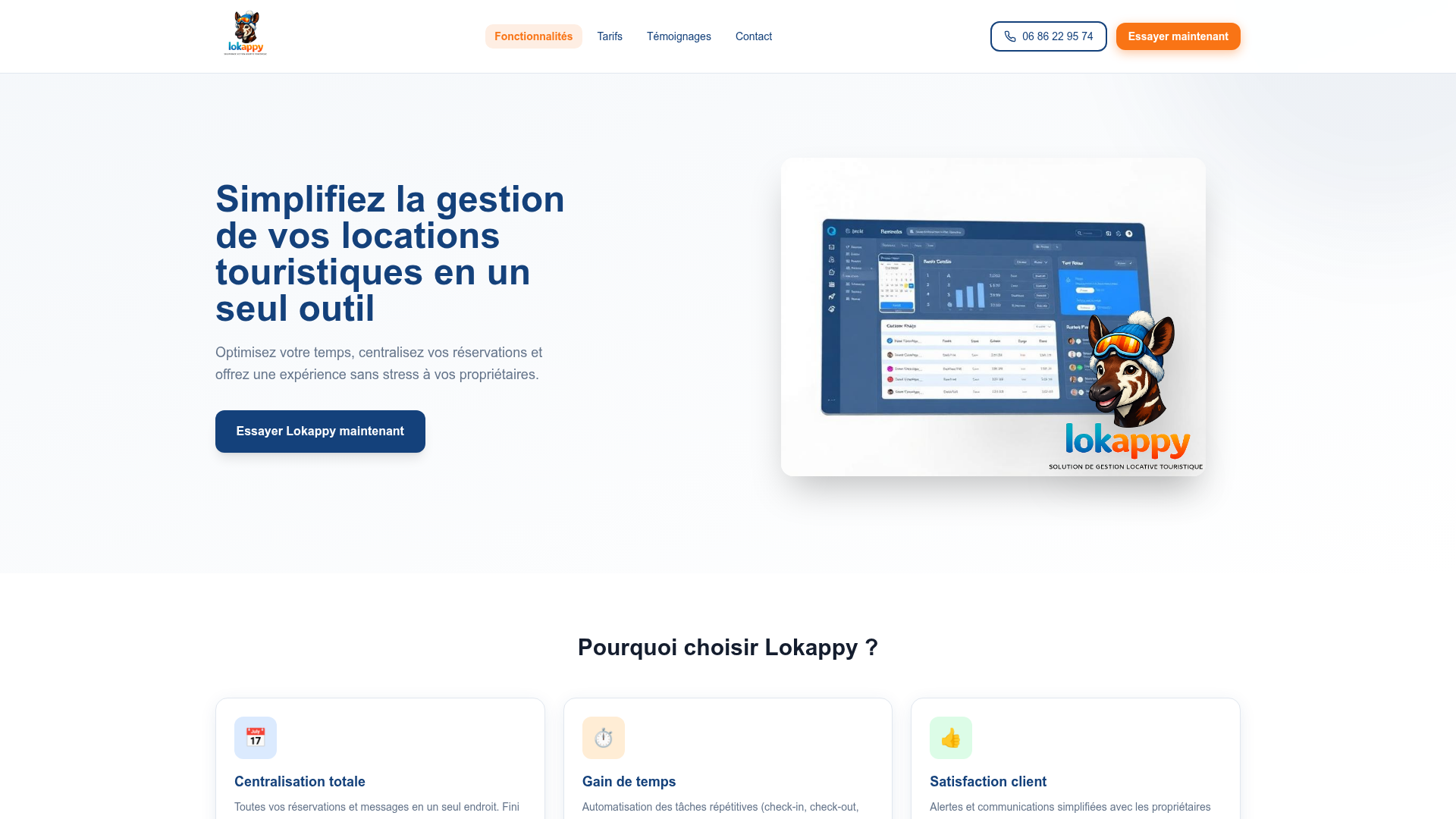 Aperçu de l'application Lokappy — gestion locative pour conciergeries